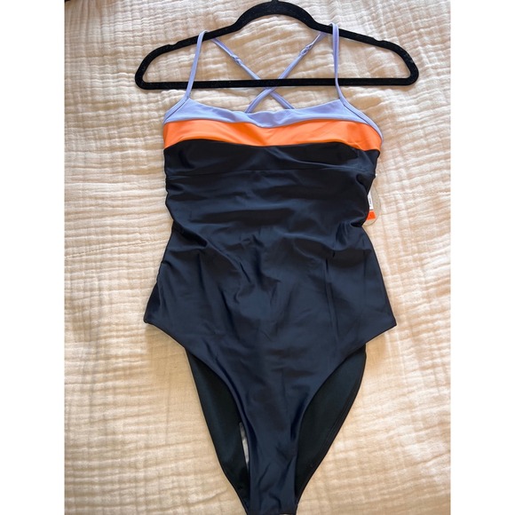 NWT Prana Colorblock‎ One Piece Swimsuit Crisscross Back Strap Size Small - Picture 3 of 6